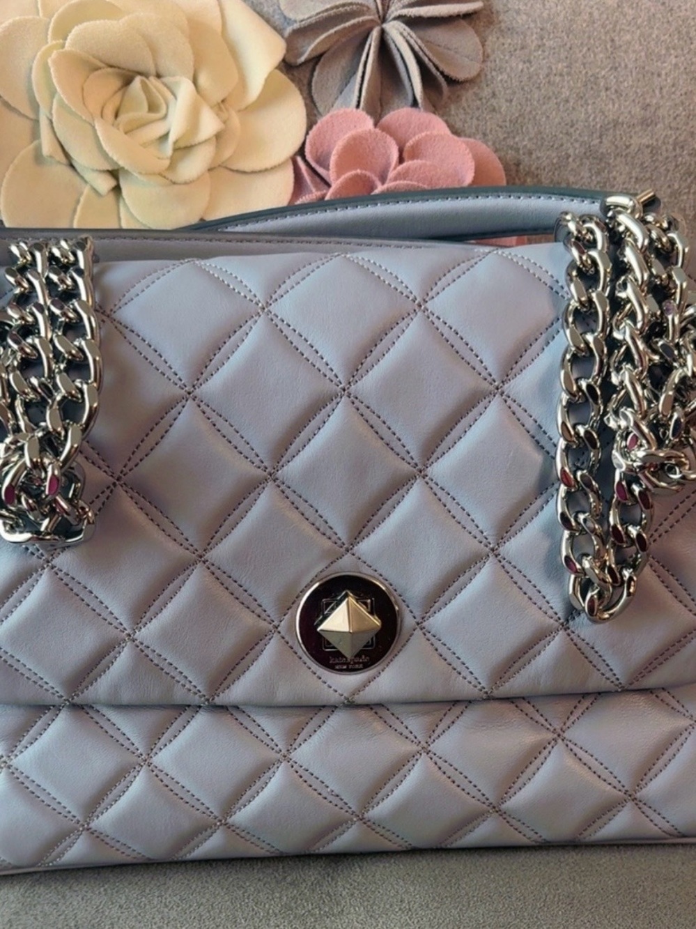 kate spade Quilted Pale Blue Chain-Handle Shoulder Bag